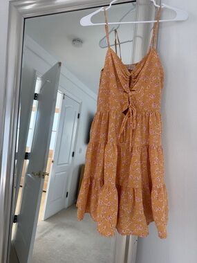 Mustard Yellow Floral Tie-Front Sundress
